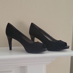 Elegant Black Peep-Toe Heels